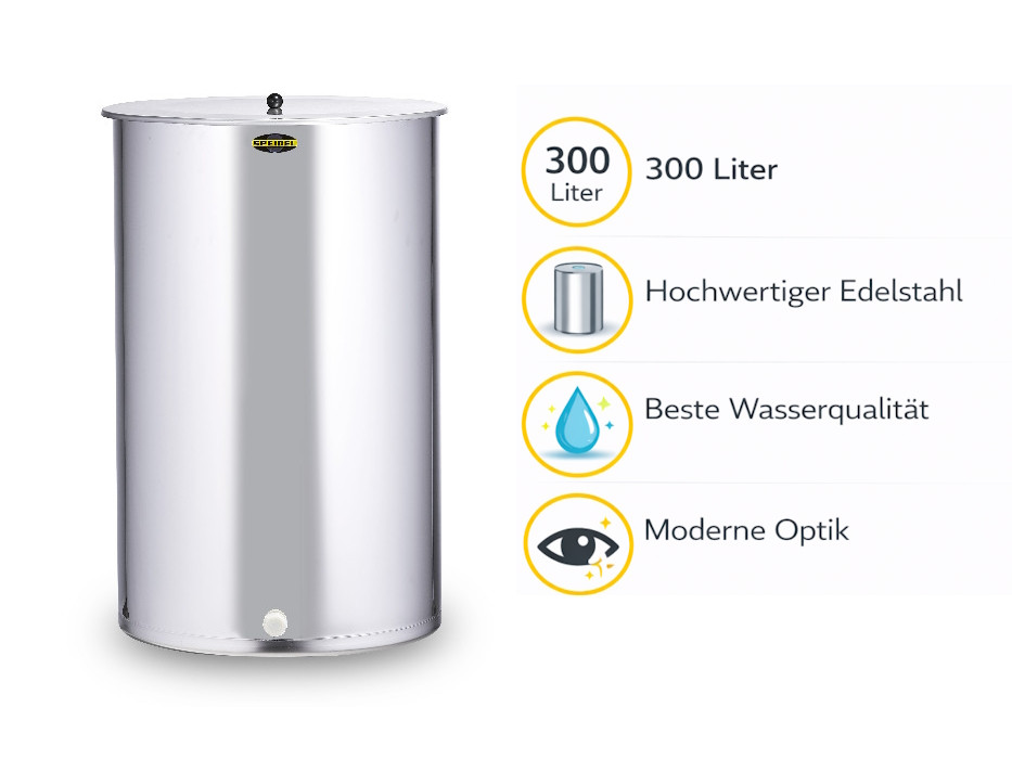 Edelstahl Regentonne für Fallrohr 75-87mm