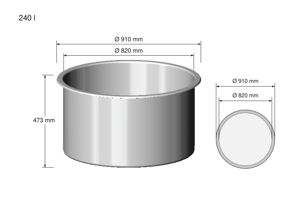 Stainless steel planter 240 litres