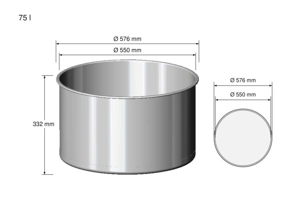 Stainless steel planter 75 litres